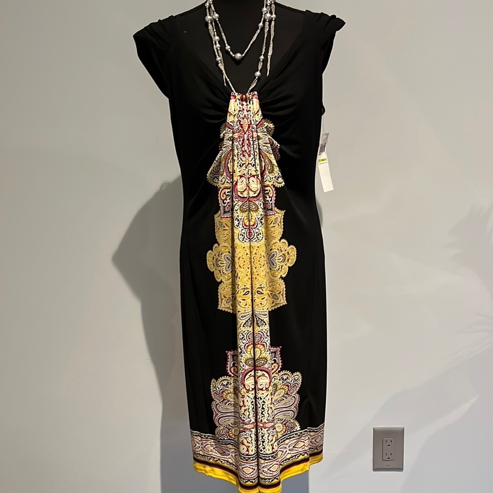 Polyester dress with ruching